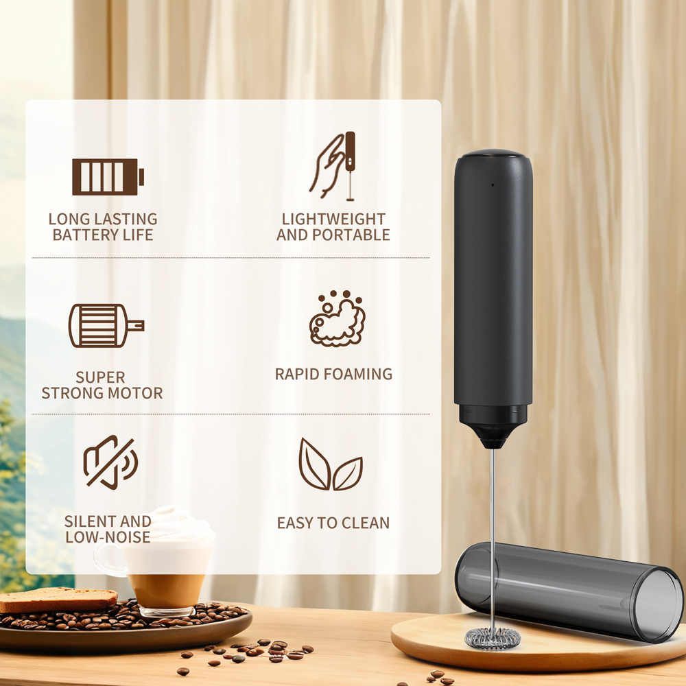 Electric Milk Frother Handheld - Kitchen Powerful Stirrer Milk Frother Handheld