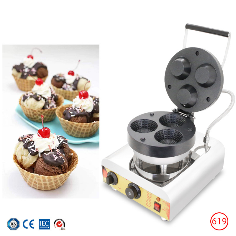 Commercial Triple-Hole Ice Cre - Mini Waffle Maker Machine 评论和价格